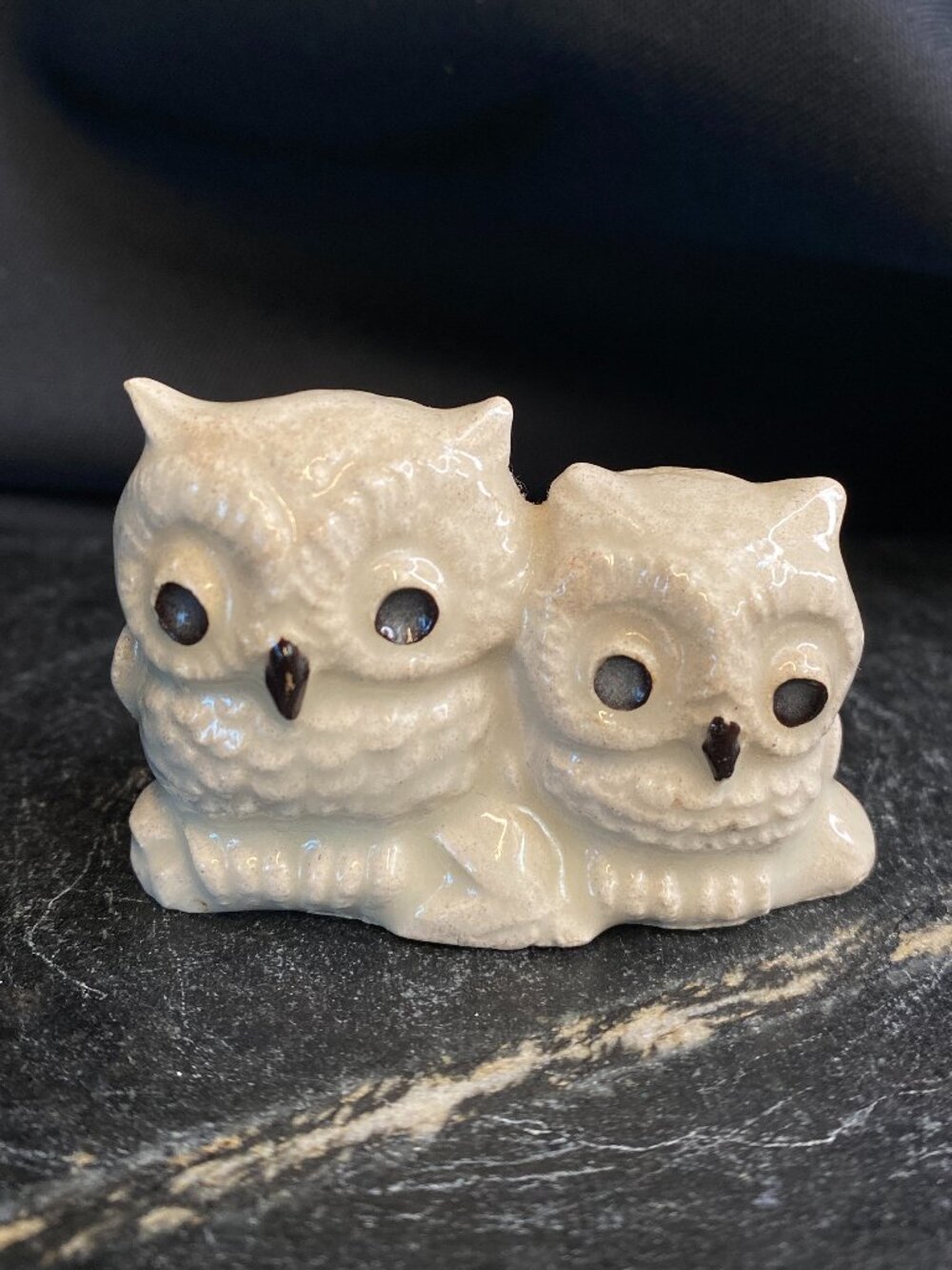 Vintage Mt. St. Helens Volcanic Ash Double Owl Figurine Handcrafted 1980s